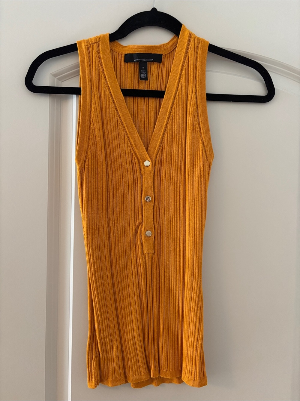 White House Black Market Ribbed Henley Tank - Mustard - Picture 2 of 3